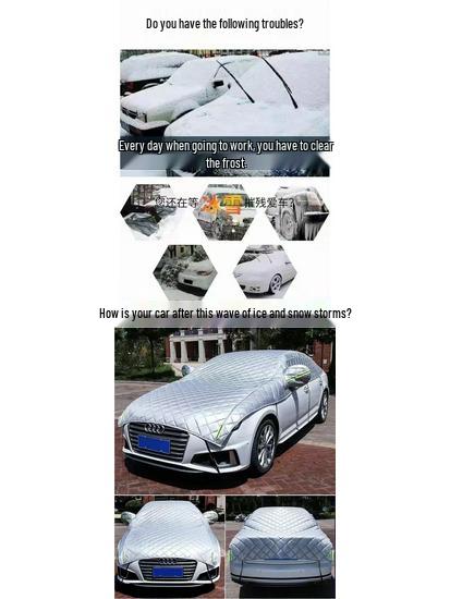 Halbe Autoabdeckung: Sonnen-, Schnee- und Frostschutz mit Regenschutz und Wärmeisolierung, dicke Fleece-Baumwolle.