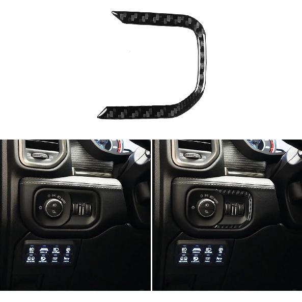 Real Soft Carbon Fiber Car Gear Shift Control Panel 2/4WD Switch Button Dashboard Trim Sticker Compatible with Dodge Ram 1500/2500/3500