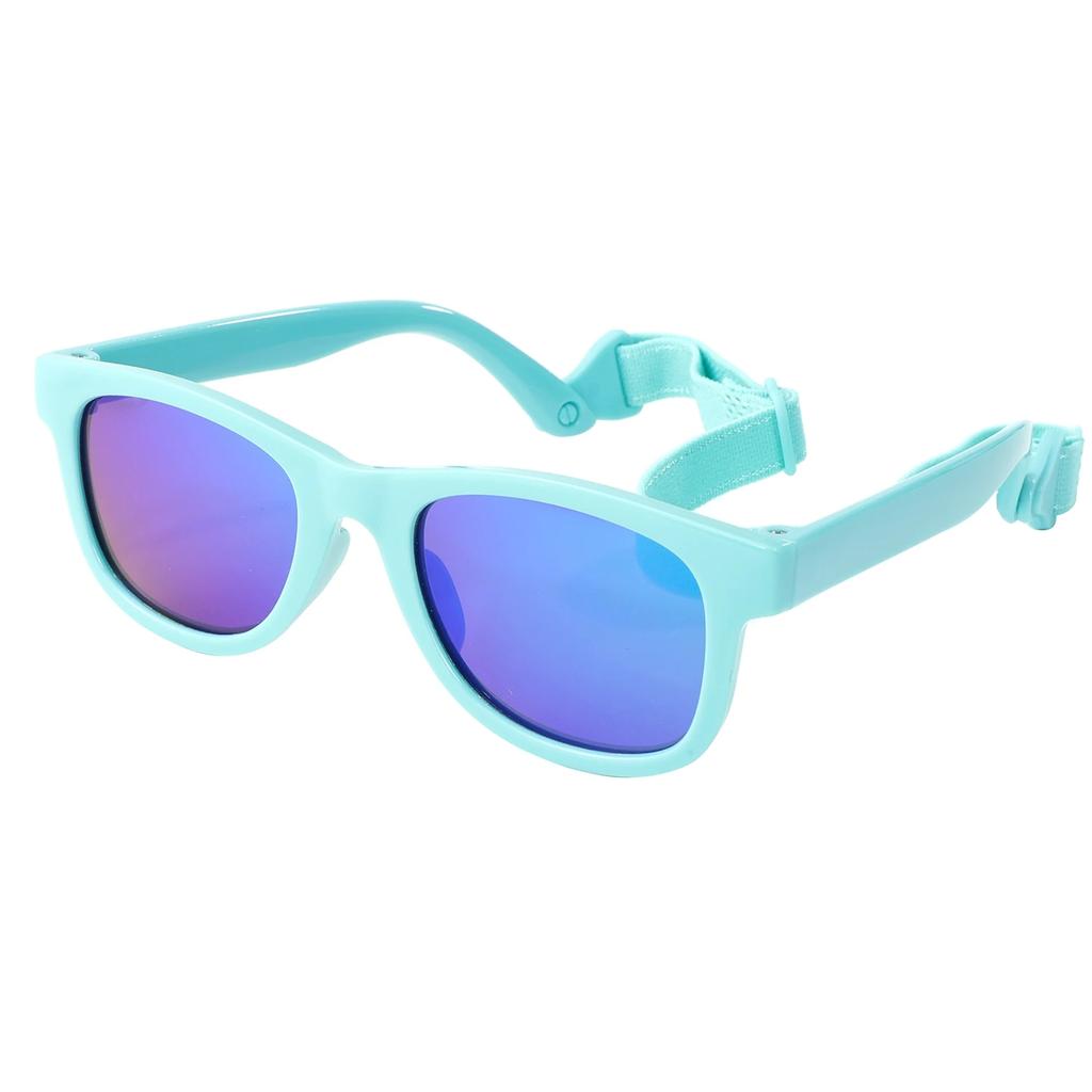 0-24 Months Newborn Baby Bendable Flexible Polarized Sunglasses with Strap Infant Boy Girls Square Silicone Frame Mirrored UV400