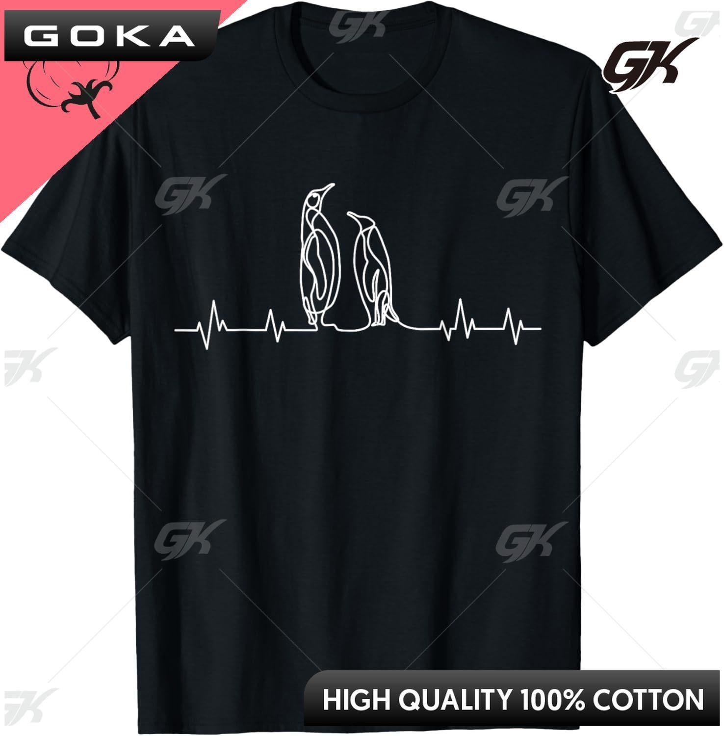 Penguin Heartbeat Girls Unisex Clothes Customizable Harajuku Cotton Graphic T Shirts Camisas Streetwear Round Short Sleeved Tops S