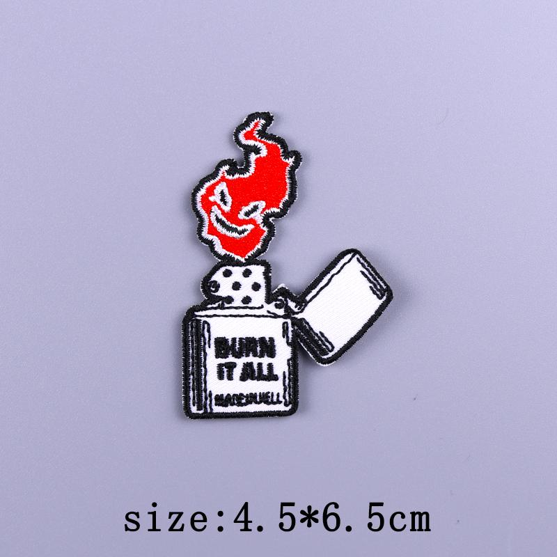 Punk Patch Iron On Embroidered Patches For Clothing Thermoadhesive Patches On Clothes Rock Biker Patch For Clothes Hook Loop