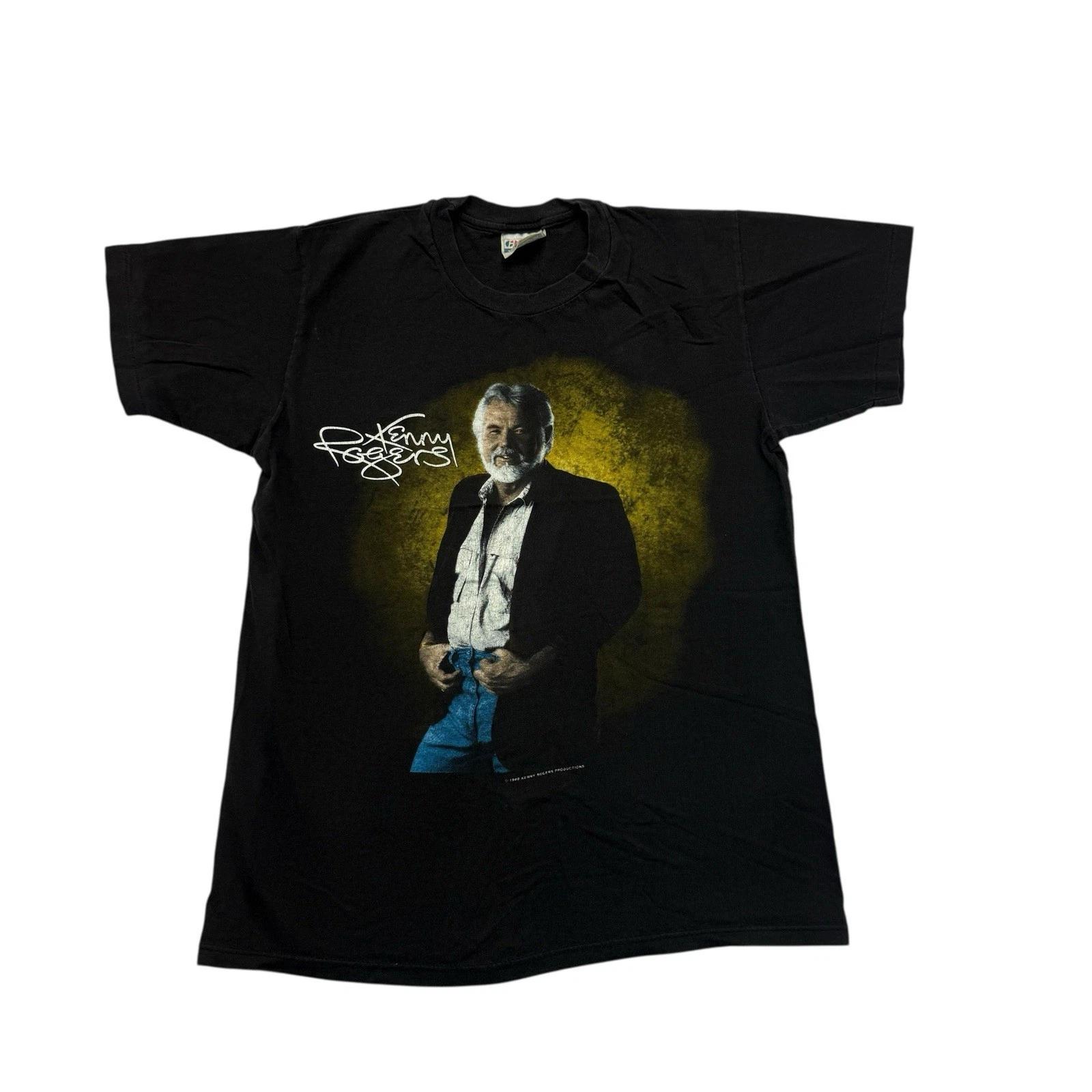 Vintage Kenny Rogers Shirt Mens Medium M Black 80s Country Music Single Stitch 4XL