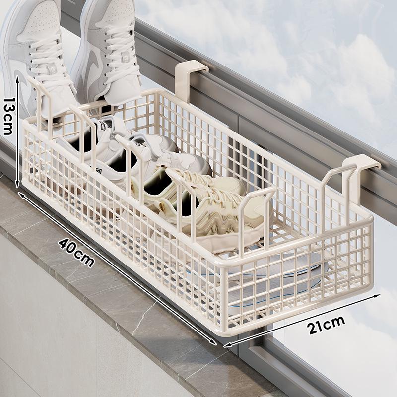 Outdoor Shoe and Clothes Drying Rack with Anti-Theft Window Hook