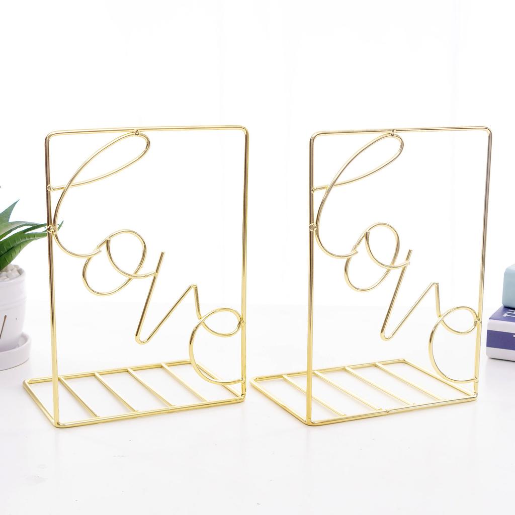 1 Pair Iron Love Shaped Book Stand Study Accessories Book Storage Rack Holder Bookends For Office Home School Organizer Supplies