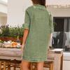 IHUASU Summer Spring Lapel Short-sleeved Baggy Denim Dress