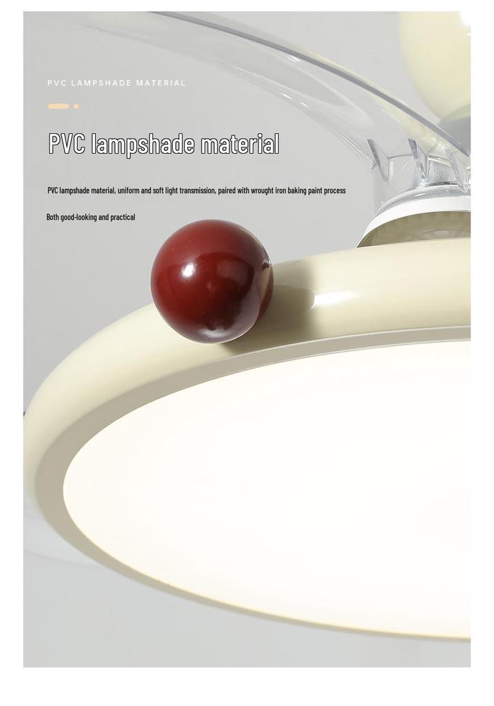 Cream Retro Ceiling Fan Light 2025 Model: Stylish Full Spectrum LED for Dining & Bedroom, Eye Protection
