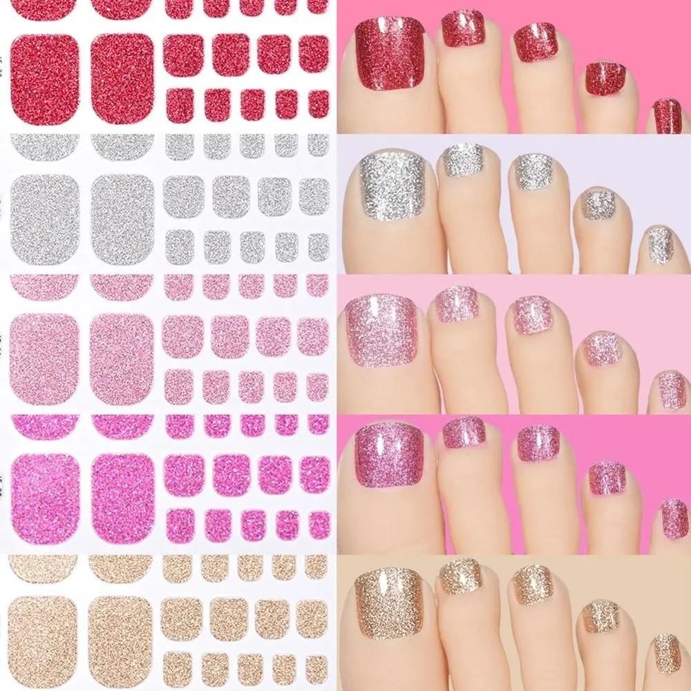 22 autocollants pour ongles d'orteils couleur unie finition irisée par feuille - Rénovation des ongles DIY à la maison