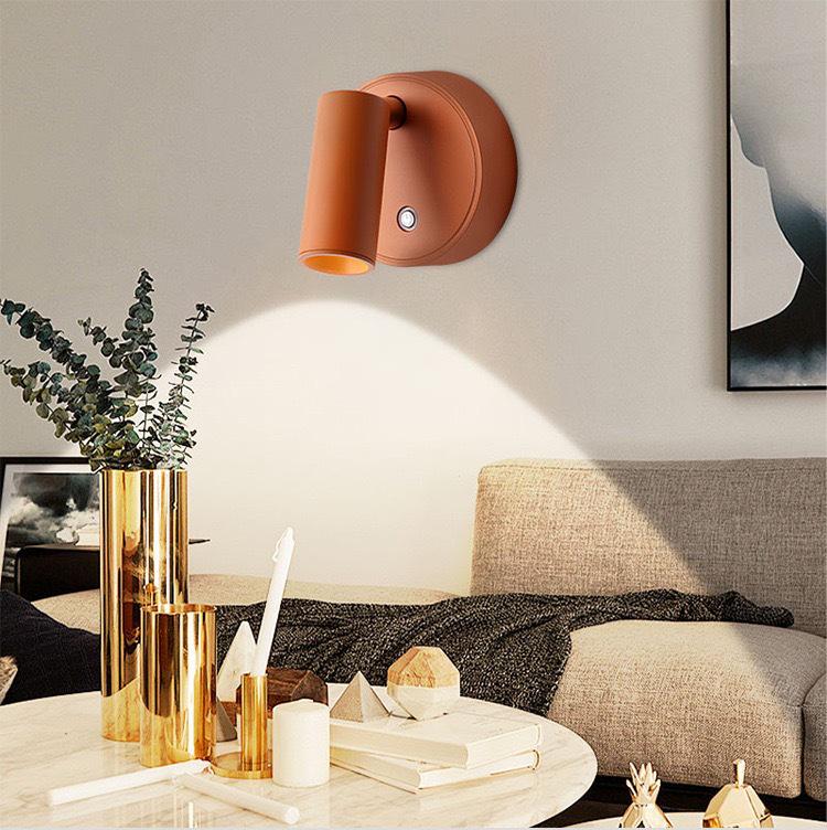 Wireless Magnetic Bedside Wall Lamp with Adjustable Angle, Modern Minimalist Design, Small Spotlight, Night Light.