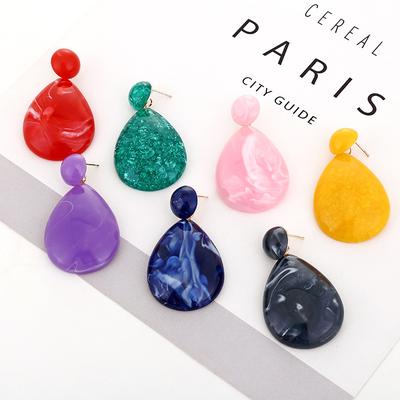 European and American Exaggerated Resin Droplet Gemstone Earrings, Women's Fashion Bohemian