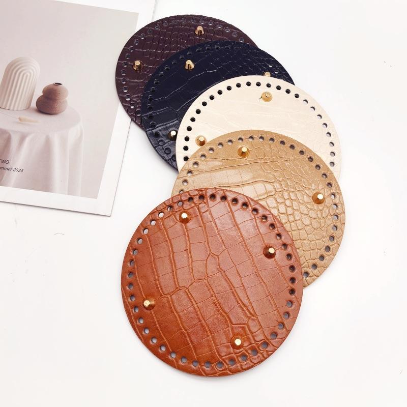Round Oval Bottom Pu Leather Bag Base With Holes For Diy Home Decoration Handmade Knitted Bag Crochet Bag Bottom Accessories