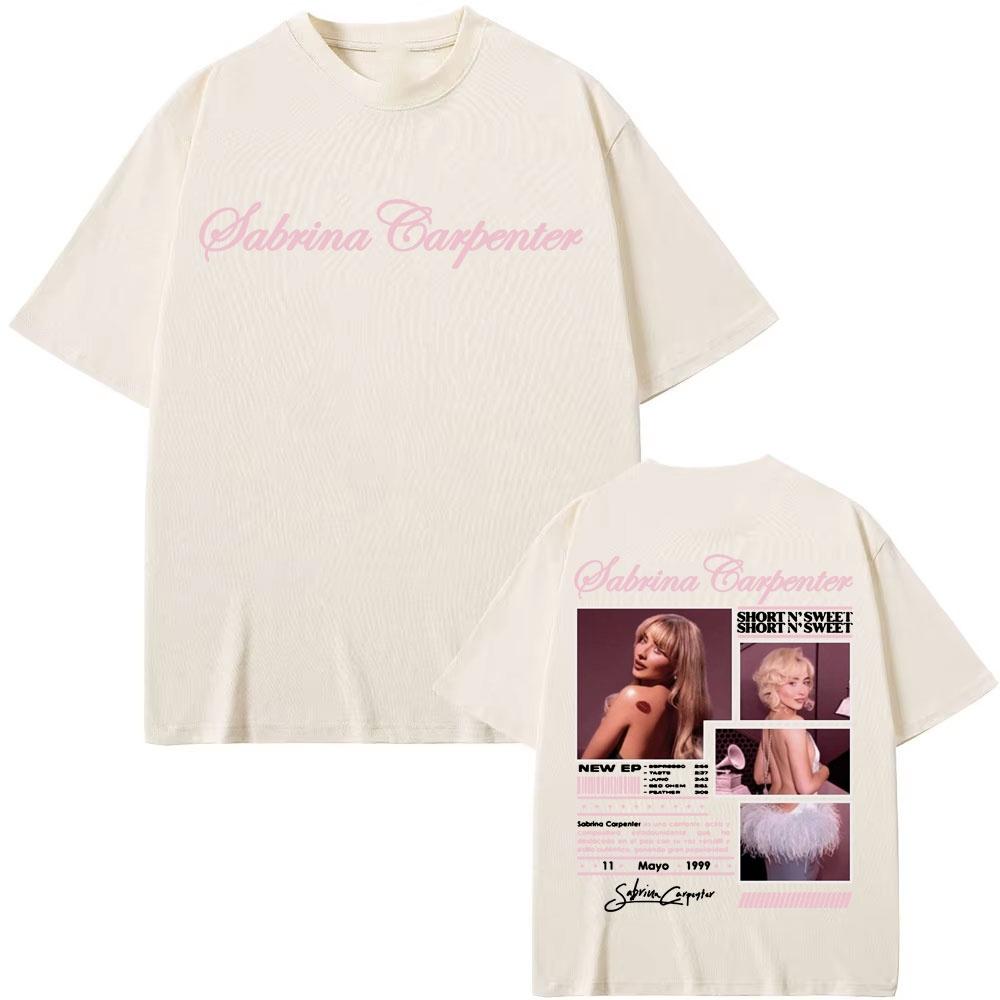 Sabrina Carpenter Short N Sweet Tour Doppelseitige Grafik T-Shirts Herren Damen Kleidung Mode Ästhetik Hip Hop T-Shirts Oberteile