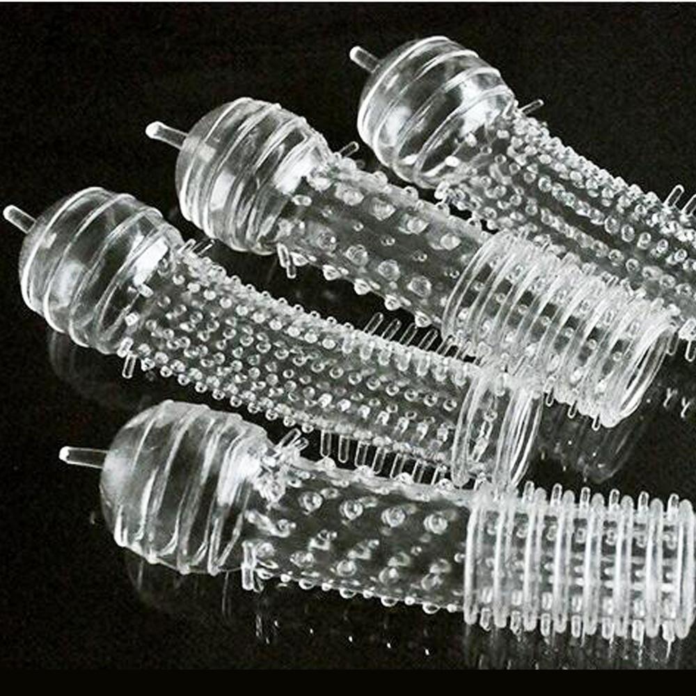 2PCS Finger Clitoris Massage Delay Penis Sleeve Lasting Enlargement Vibrator Condom Spike Erection Aid Extend Sex Toys for Men