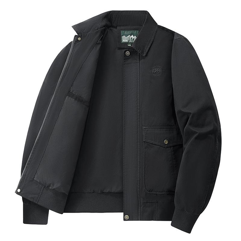 Casual Jacket, Men's Cotton Workwear Jacket, Simple and Versatile Cotton Collar