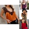 Elegant Women Summer Sleeveless Lace Mesh Loose Vests V-neck Cami Soft Tanks Top
