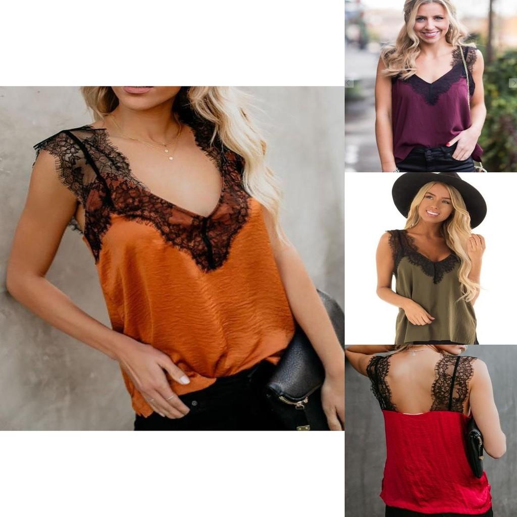 Elegant Women Summer Sleeveless Lace Mesh Loose Vests V-neck Cami Soft Tanks Top