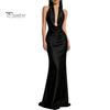 Beach Dress Women Sexy Backless Maxi Dress, Deep V Neck Sleeveless Lightweight Summer Halter Satin Long Formal Evening Party Mermaid Gown Elegant