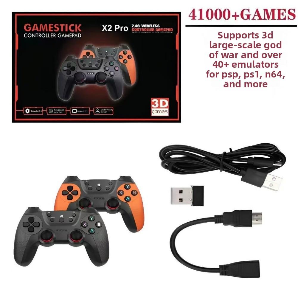 X2 Retro Game Stick 4K Video Game Console 40000+ Games,40+ Emulators,HD Output 2 Wireless Controllers,Plug and Play,TV/Computer