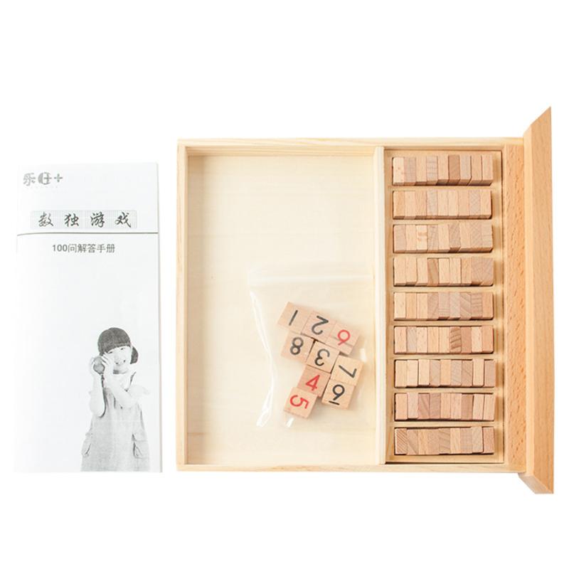 Wooden Sudoku Puzzles Board Game With Drawer 81 Grid Logical Thinking Training Educational Desktop