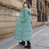 Women Cotton Coat Hooded Long Sleeve Pockets Side Slit Hem Down Jacket Solid Color Pockets Thickened Casual Outwear