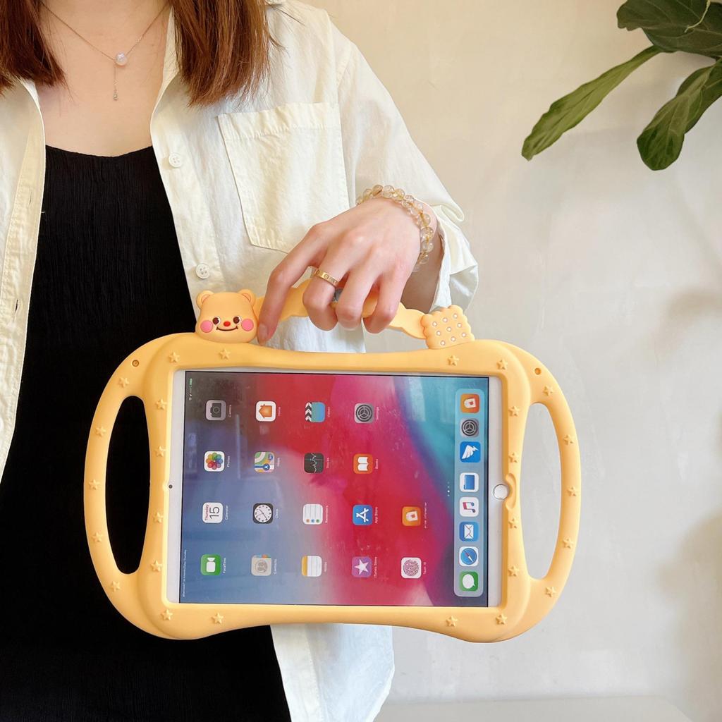 Cartoon Butter Handle iPad 11 Protective Case for Air 5, 4, Mini 6, 7 & 9th Gen - Drop-proof Silicone Cover