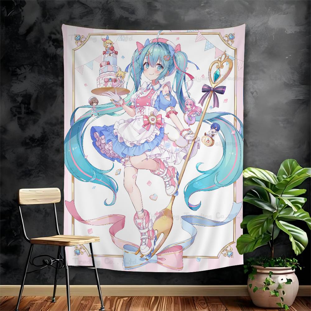 Virtual Idol HHatsunes MikU Colorful Tapestry Wall Hanging Bohemian Wall Tapestries Mandala Wall Hanging Sheets