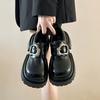 British style platform heightening loafers women's 2025 spring new versatile big head trend fashion metal buckle shoes