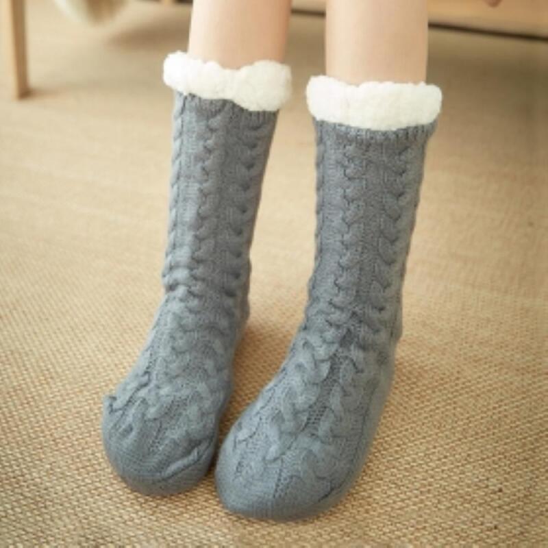 Women s Winter Twisted Pattern Winter Sleep Socks A31573_Wine