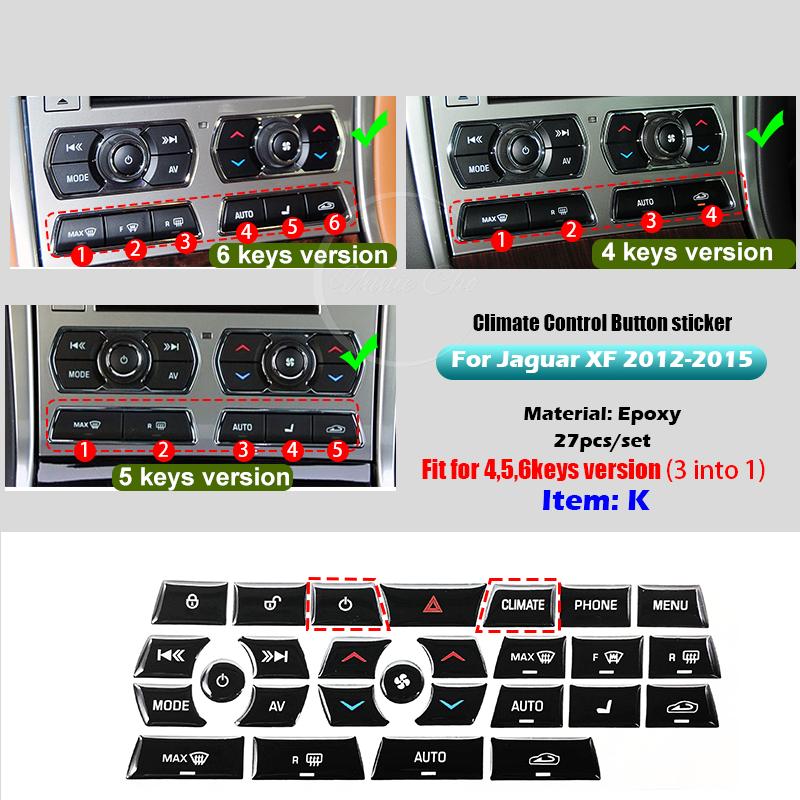 Black Epoxy Button Sticker for Jaguar XF X250 XK XKR XJ XJL Car Interior Refinishing Trim Cover for Dashboard Center Console
