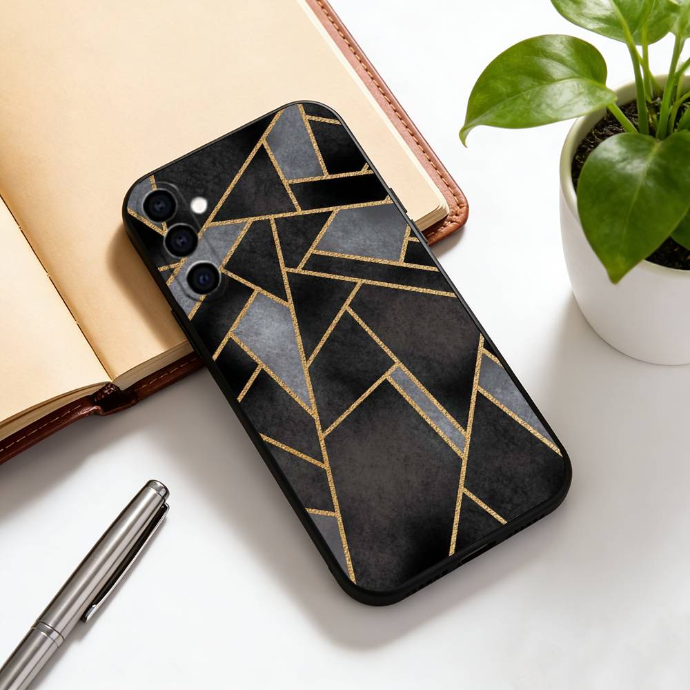 

Fashion Geometric Marble Phone Case For Samsung Galaxy A73,A72,A71,A70,A53,A52,A51,Soft Silicone Black Cover Samsung a20s