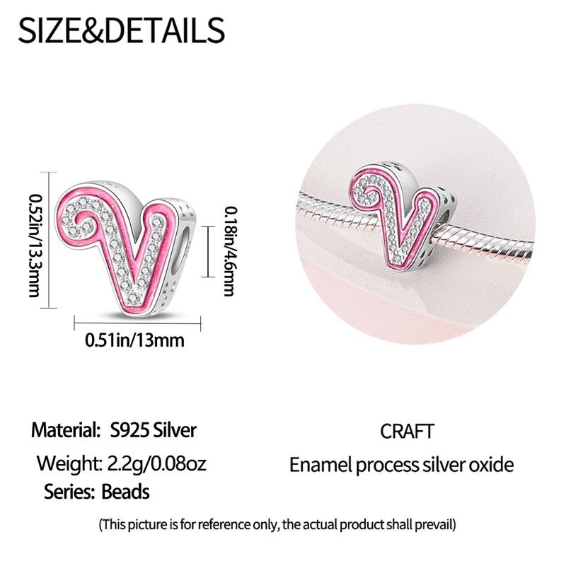 New In 26 Pink Pave A- Z Alphabet Beads Copper Love Letter Charm Fit Original 3Mm Charms Bracelet Bangle Fine Jewelry Gifts