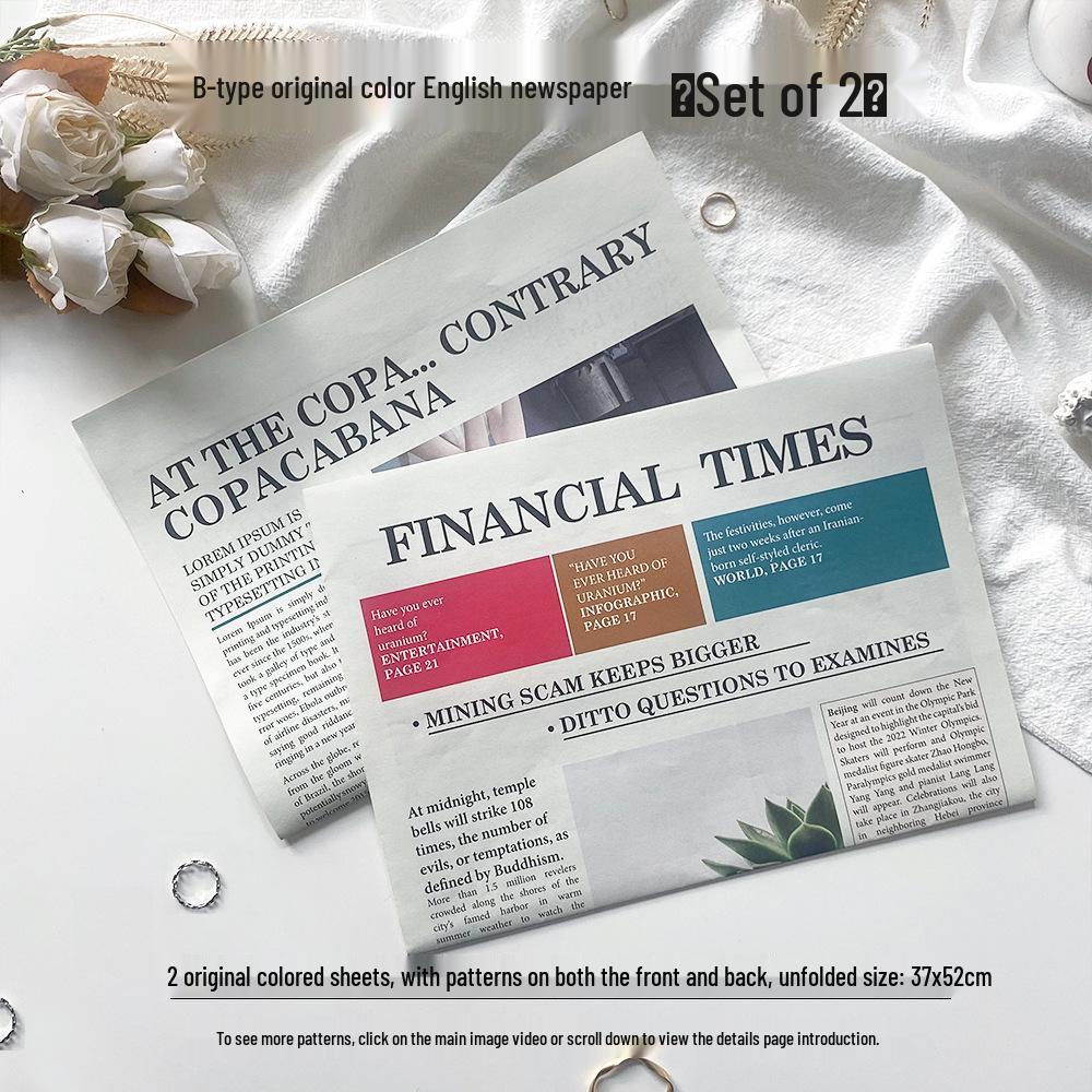 

Vintage English Newspaper Photo Props: Fashion Cards & Food Photography Background Decorations in INS Style