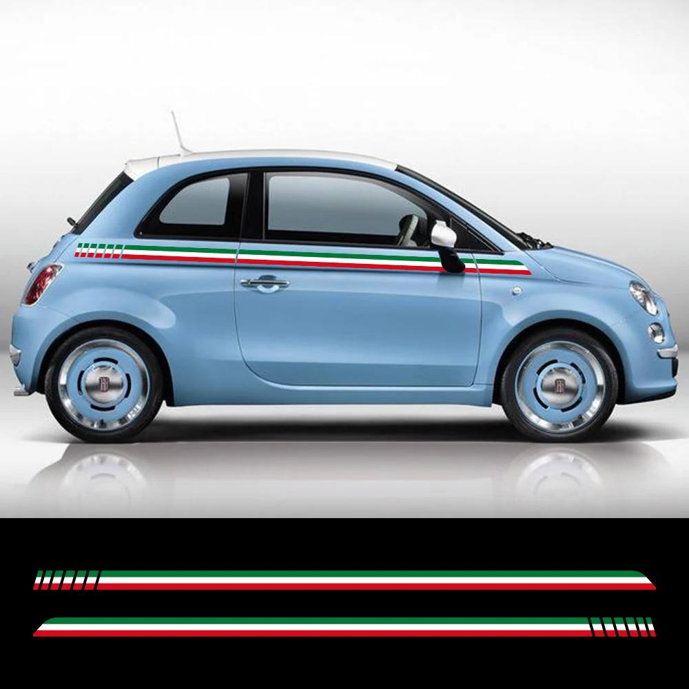 Italijos Vėliavos Lenktynių Juostų Grafika Automobilio Vinilo Lipdukai Šoninės Durys Italijos Stiliaus Lipdukas Aksesuarai Fiat 500 Abarth 595 695 500C
