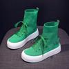 Fashion Summer Knitted High Top Ankle Boots Women's High On Platform Shoes Casual Elasticity Y2k Fashion Daily Routine Ladies Footwear