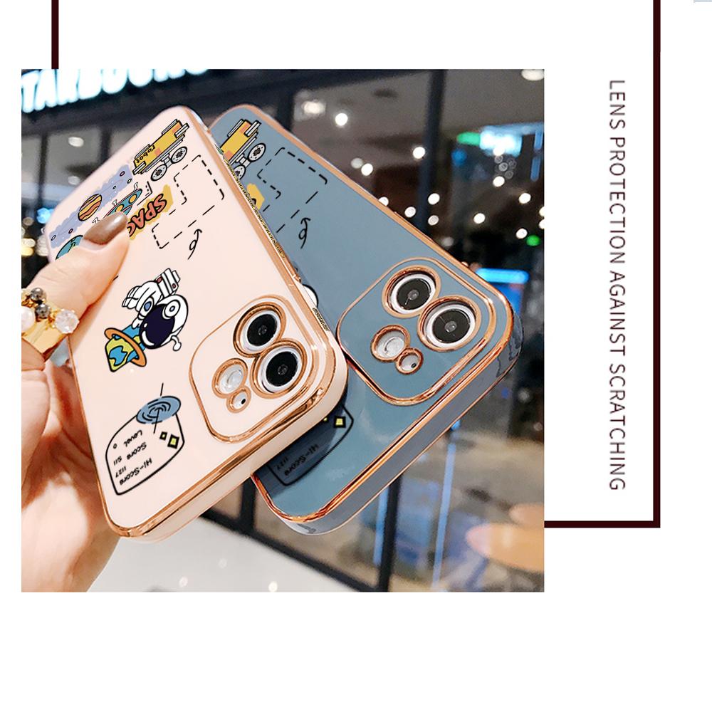 Colorful Printing Patterns Square Edge Pattern Casing Plated Phone Shell Luxury Plating Soft Phone Case for Huawei Honor Xiaomi Redmi