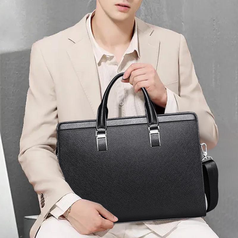 Shihua Eden Men's Genuine Leather 14-Inch Business Briefcase and Handbag