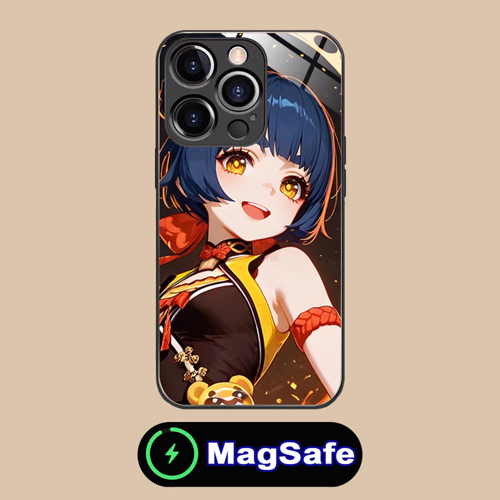

Game GI Xiangling Glass MagSafe Mobile Phone Case for iPhone 17 16 15 14 13 12 11 Air Pro Max Plus Mini Colorful Cover iPhone 11 Pro Max