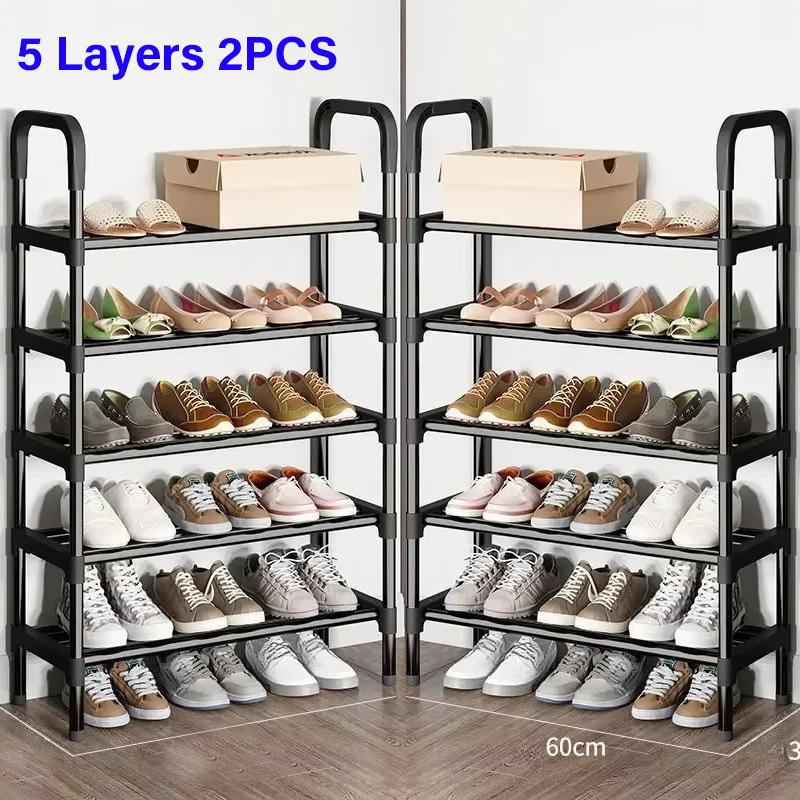 Simple Multiple LayersShoe Rack Multi-purpose Storage Cabinet Black Shoe Rack Shelf Save Space Living Room Shoe Storage Rack
