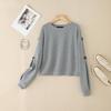 ZANZEA Women Casual Round Neck Long Sleeve Thin Pullover Sweatshirt