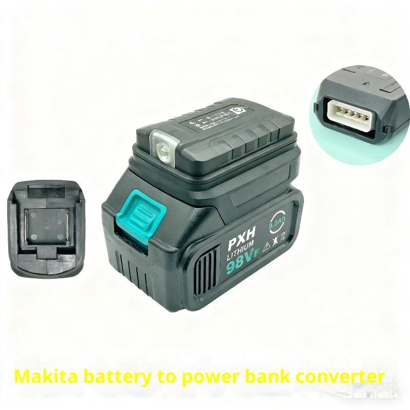 1 Peça Para Adaptador de Caixa de Bateria Li-Ion 18V Portas USB Duplas Power Bank Carregador de Telefone Lâmpada Conversora de Luz de Trabalho LED Lanterna