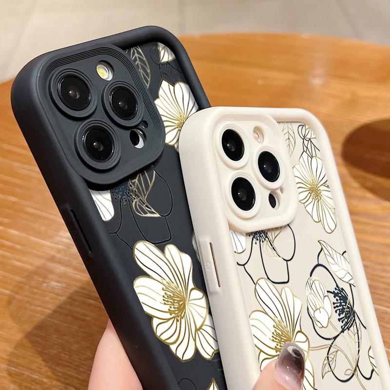 Für iPhone 16 Pro Max 15 Plus 14 Pro 13 12 11 XS XR 8 7 Telefon Fall Shell Weiß Blume Drucken TPU Matte Stoßfest Weiche Silikon Zurück Abdeckung