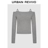 UR 2026 Spring Women's Asymmetric Shoulder 3D Bow Knit Sweater