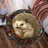 Retro Hedgehog Round Rug, Charming Non-Slip Mat for Patio, Garden, Bedroom, Living Room, Vintage Style Decor