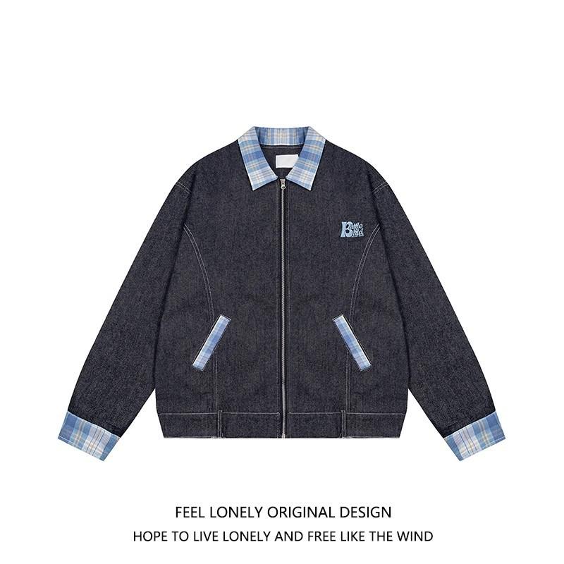 Unisex Retro Denim Motorcycle Jacket: Autumn/Winter Casual Trend, Loose Fit with Lapel