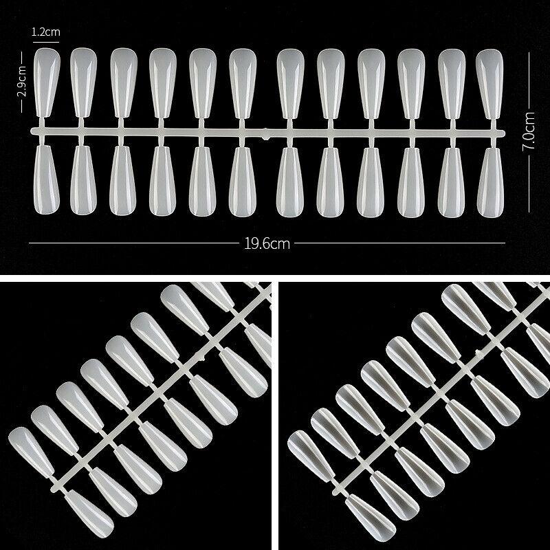 240Pcs Natural False Coffin Nail Tips Ballet T-Shaped Fake Full Cover Nail Art Gel Polish UV Tools Manicure Accesories