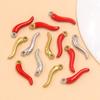 304 Stainless Steel Red Chili Oil Drip Pendant Charm, Vacuum Electroplated, 6x20mm