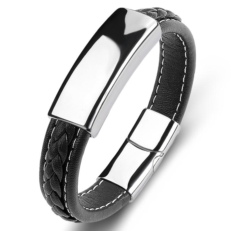 2026 European and American Men and Women Glossy Bracelet, Magnet Buckle Leather Bracelet 16.5CM