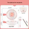 Abay Cute Pig Ceramic Rice Bowl Set for One
