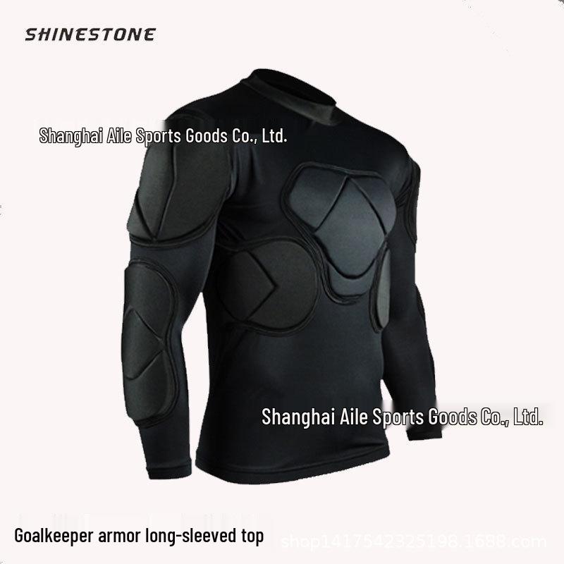 Thick Long Sleeve Goalkeeper Jersey Set with Knee Pads, Elbow Pads, and Helmet Armor
