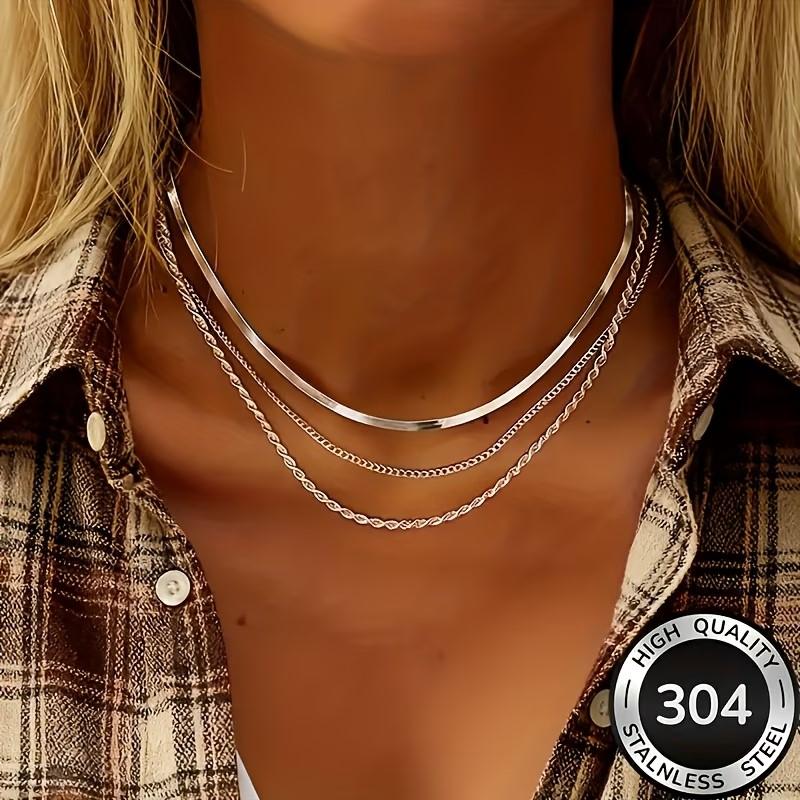 Stainless Steel High-Quality Minimalist Light Three-Layer Necklace for Women Fade-Resistant Hypoallergenic Jewelry Gifts