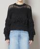 Nano Universe F 031 Mixed Material Border Fringe Knit Women's Pullover, Off-White, 669-5222326